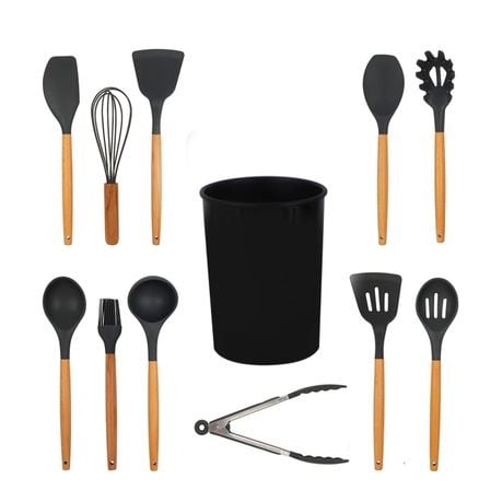 Cooking Utensil Set 11 Piece with Holder - Pink