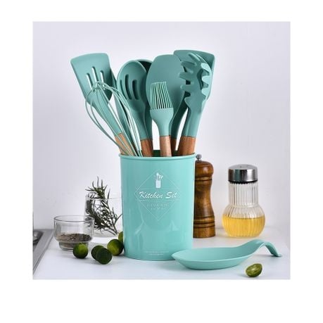 Cooking Utensil Set 11 Piece with Holder - Pink