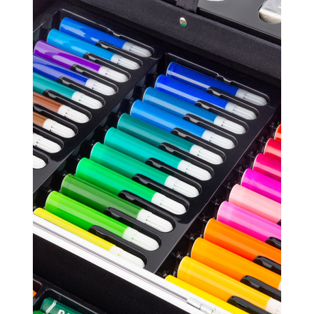 145Pcs Unicorn Kids Painting & Drawing Art Set With Aluminium Case - Blue