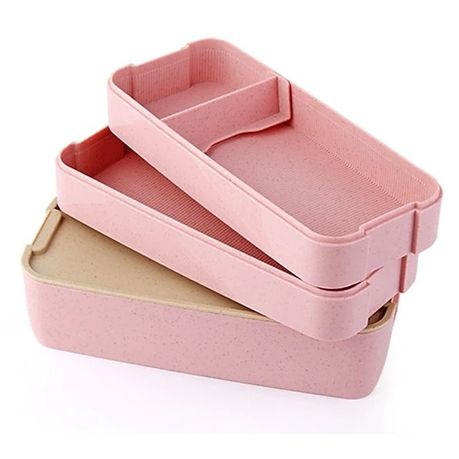 Portable Lunch Box With 3 Layers - 900ml Eco Friendly Includes Cutlery
