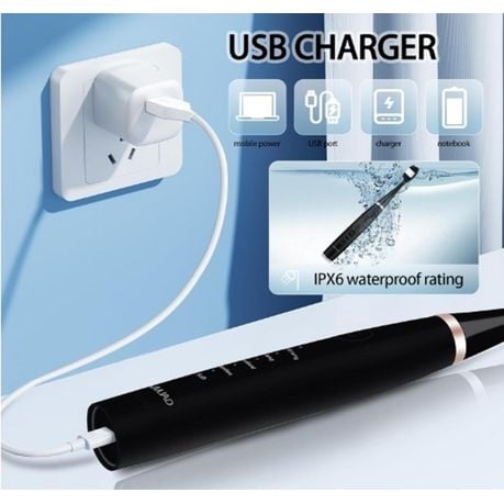 Electric Tooth Cleaner Adult Powerful Toothbrush With Plaque Remover - Black