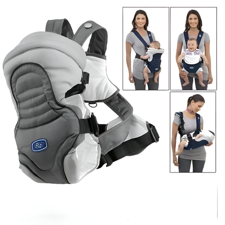 Adjustable Baby Sling - Ergonomic Design, Waist Belt Support-Grey.