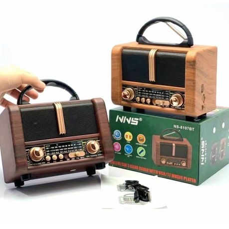 Classic Wooden AM/FM/SW Radio with MP3 & USB/TF Music Playback - NS-8107BT