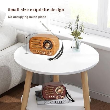 Portable Vintage Radio Retro Bluetooth Speaker Wood Finish