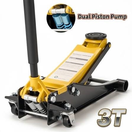 Heavy-Duty 3T Low Profile Floor Jack with Double Pump Design