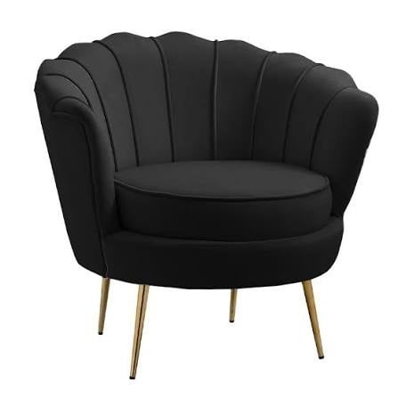 Tulip Single Seater Velvet Couch - Black picture
