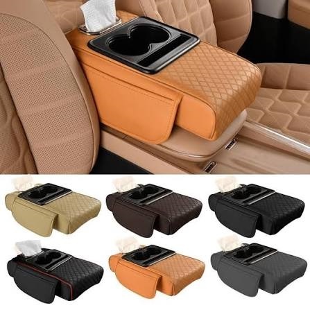 Center Console Armrest Cushion Arm Rest Box Pad Side Extension Cushion with Cup Holder Tissue Box
