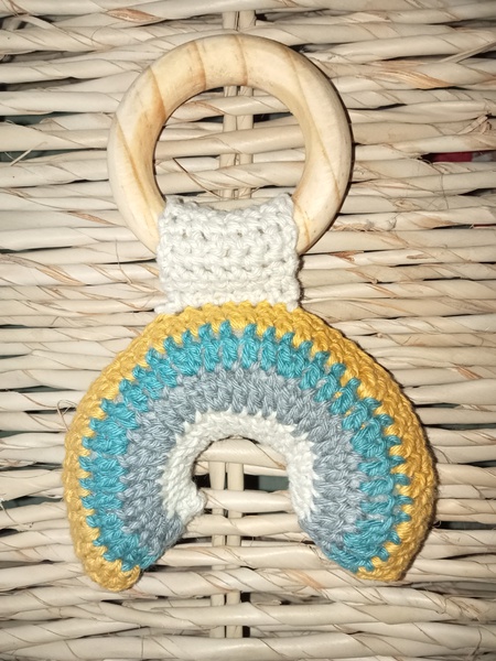 Rainbow Rattle Teether-Blue