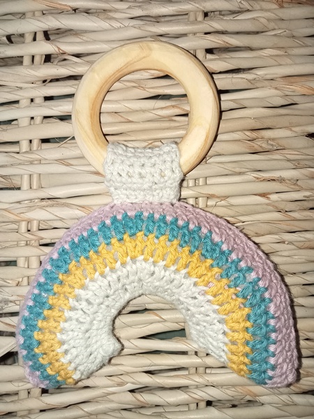 Rainbow Rattle Teether- Pink