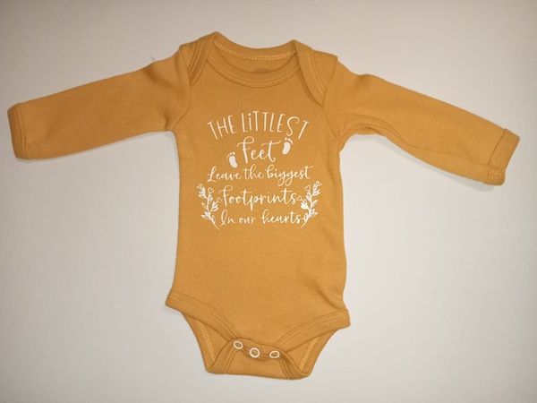 The Littlest Feet-Mustard and white