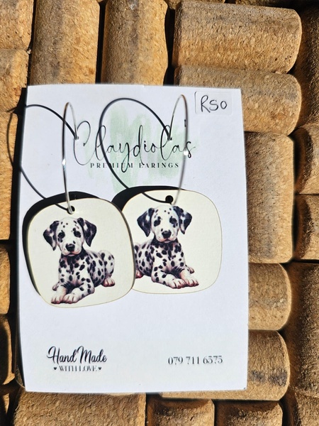 Dalmation Wooden Earrings