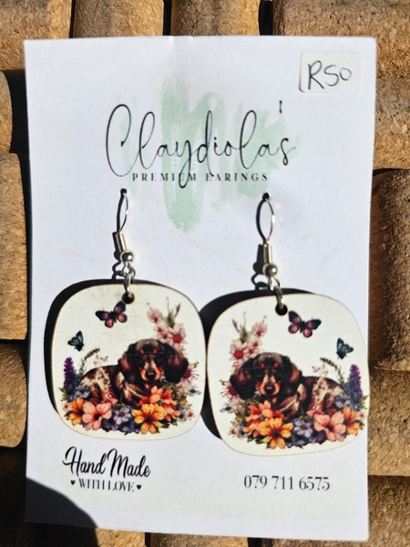 Dachshund Wooden Earrings