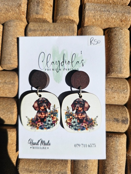 Dachshund Wooden Earrings