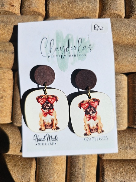 Dog Wooden Earrings
