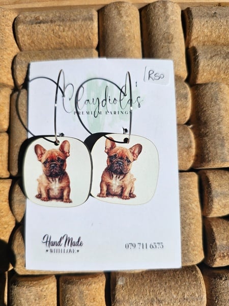 French Bulldog Wooden Earrings