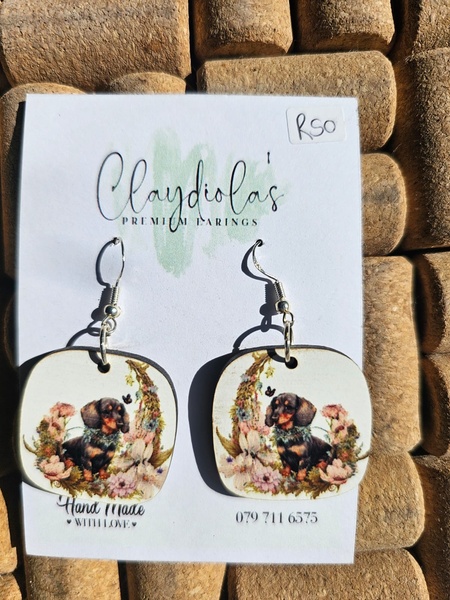 Dachshund Wooden Earrings