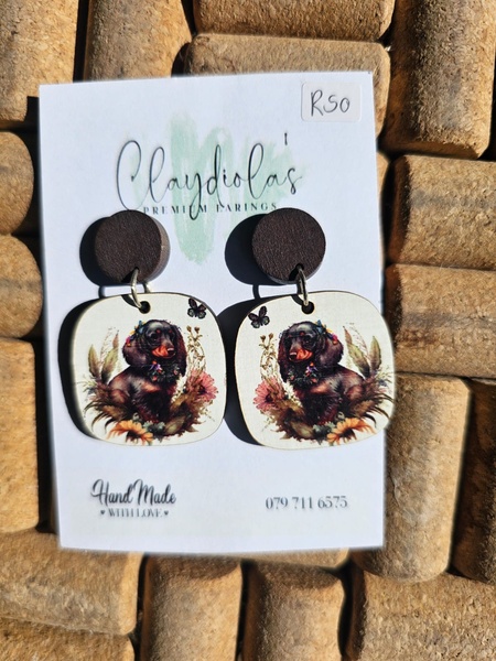 Dachshund Wooden Earrings