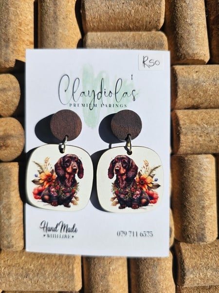 Dachshund Wooden Earrings