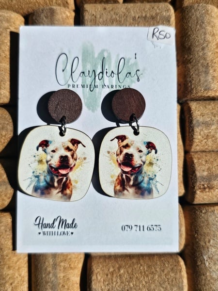 Pitbull Wooden Earrings