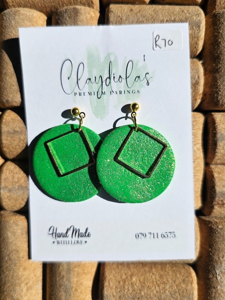Green Circle with Gold Findings
