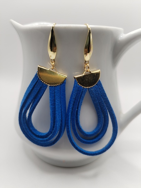 Blue leather hoops