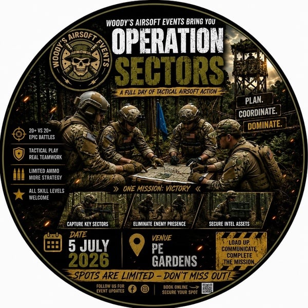 Airsoft Event Fee: 5 July 2026 - Operation Sectors by Kyle Whitfield