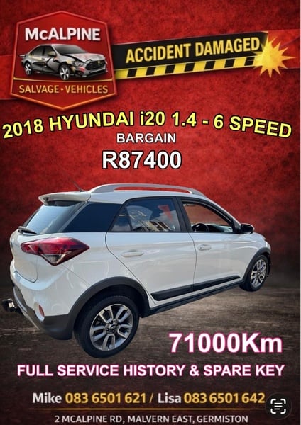 2018 HYUNDAI i20 1.4 - 6 SPEED ACTIVE