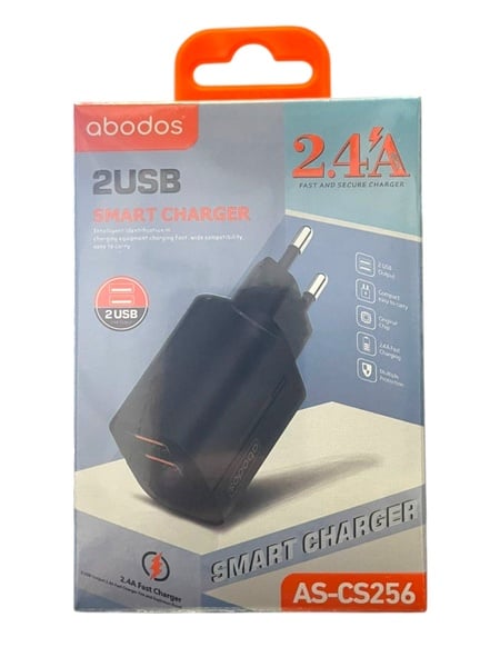 Abodos 2.4A 2USB Smart Charger AS-CS256- Black