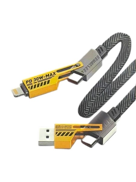 Abodos 4in1 120W 1m Braided Data Cable AS-DS395 Yellow & Black