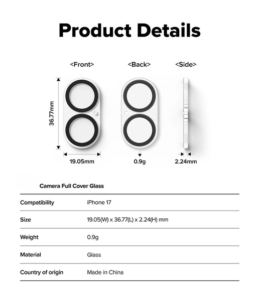 CTDW Camera Lens Protector Compatible with iPhone 17