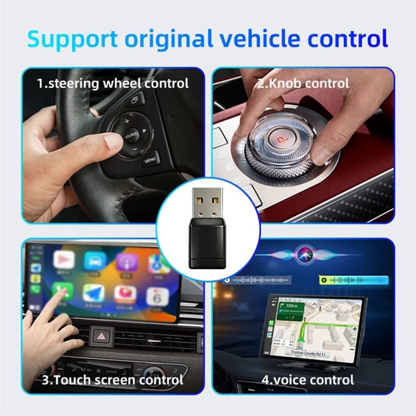 Mini Wireless Carplay & Android Auto Adapter (USB+Type-C) - CP022
