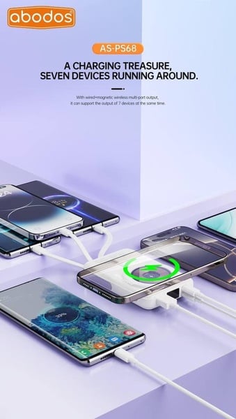 ABODOS 8-IN-1 Power Bank - Wireless Magnetic Charger - 10000maAh (22.5W+15W) - AS-PS68