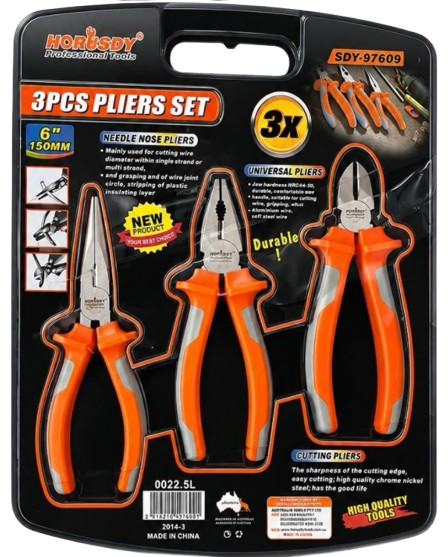 HORUSDY 3PCS PLIERS SET - R129,00 Each Excl VAT   - MOQ  6