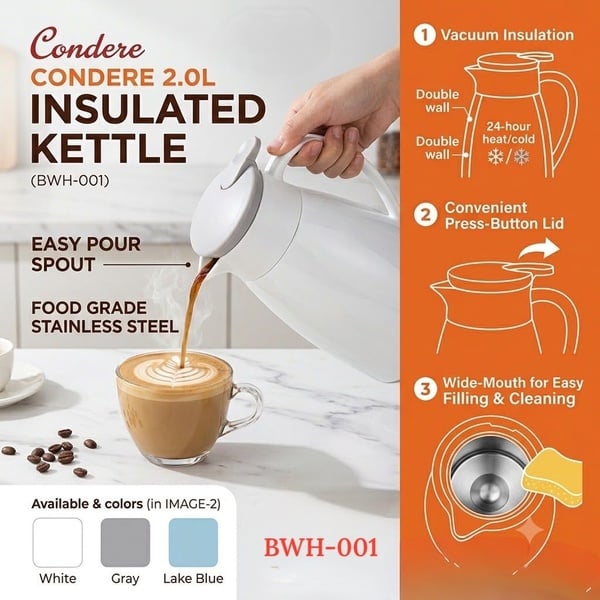 CONDERE 2.0L INSULATED KETTLE - R115,00 Each Excl VAT   - MOQ  6