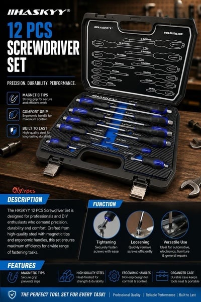 HASKYY 12 PCS SCREWDRIVER SET - R240,00 Each Excl VAT   - MOQ  6
