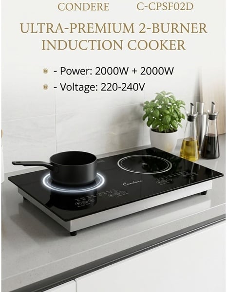 CONDERE ULTRA INDUCTION 2 PLATE COOKER - R1045,00 Each Excl VAT - MOQ  4