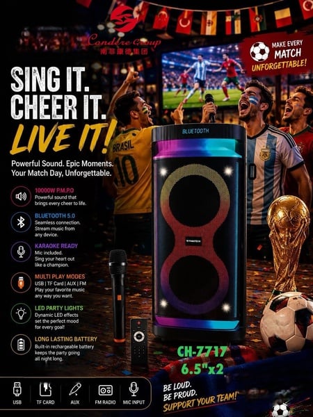 CONDERE BLUETOOTH SPEAKER 2 x 6.5'' & MIC - R1 557,90 Each Excl VAT - MOQ 3