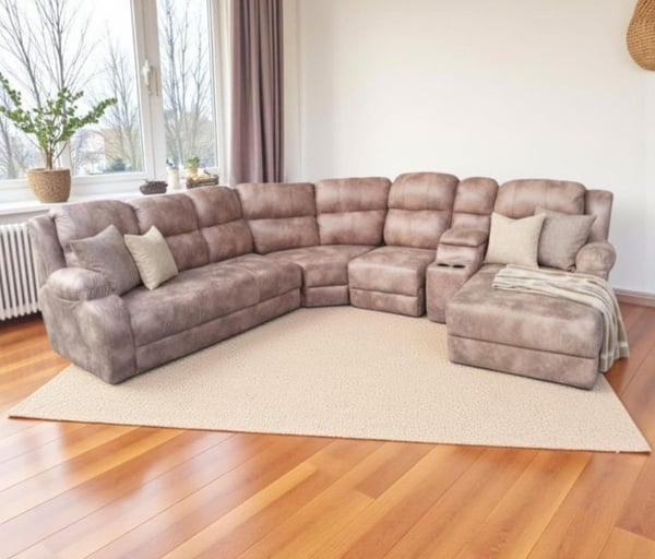 Buffalo Suede 5Piece Corner Lounge  Sofa with CupHolder
