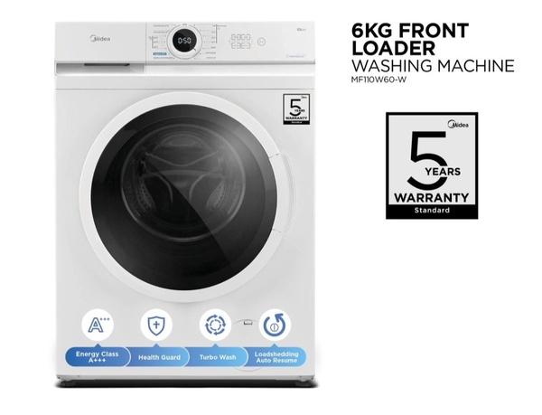 Midea 6kg Front Loader Washing Machine - Inverter - White