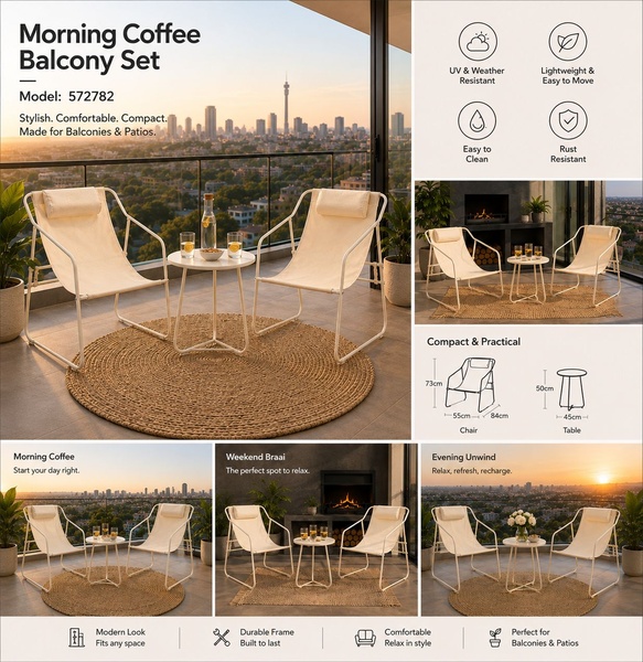 Mordern Morning Coffee Balcony Set Outdoor 2Seater