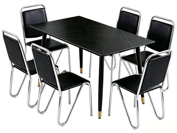 Neno 4Seater Dining Set with Glass Table and Leather Seats