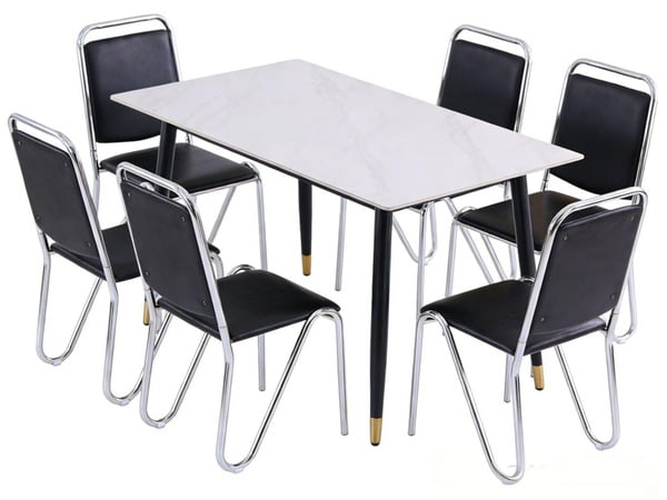 Neno 4Seater Dining Set with Glass Table and Leather Seats
