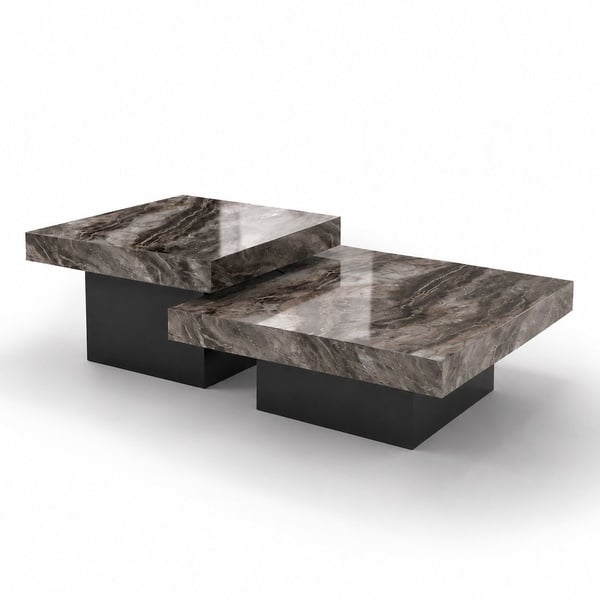 Onyx Nordic Modern Design Coffee Table Set of2  with Natural Marble
