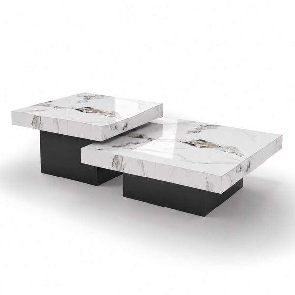 Onyx Nordic Modern Design Coffee Table Set of2  with Natural Marble