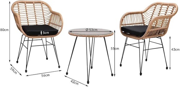 3-Piece Outdoor Patio Bistro Set