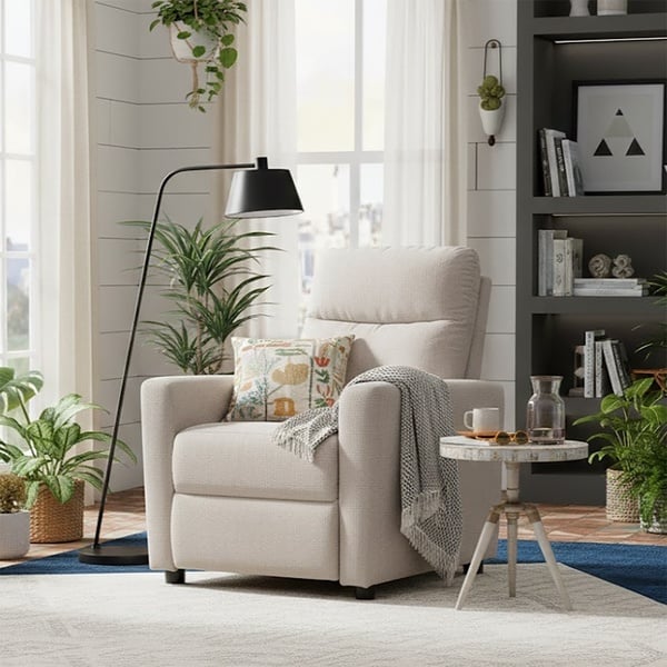 Modern Beige Recliner Armchair - Adjustable, Padded & Comfortable picture
