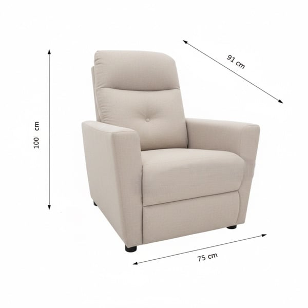 Modern Beige Recliner Armchair - Adjustable, Padded & Comfortable