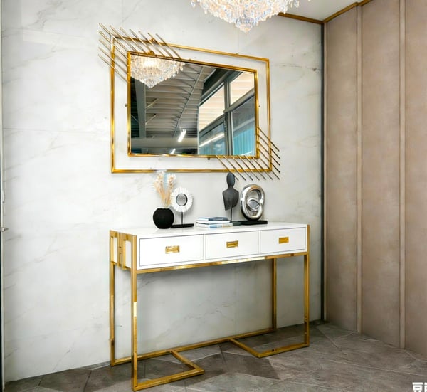 Modern Design Stainless Console Table and Mirror Set picture