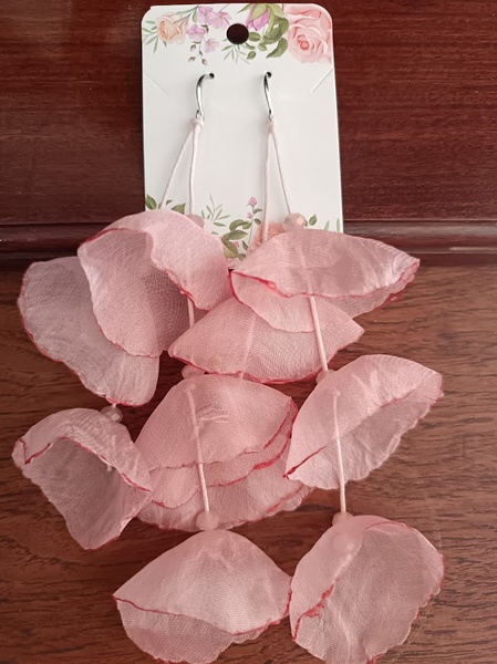 Earrings - Material  peach 14cm