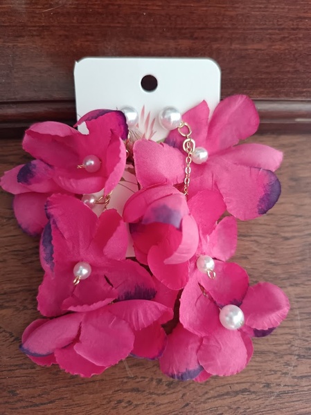 Earrings - Pink flowers 10cm